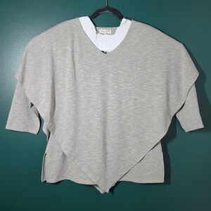Song n Spirit Tan Textured Knit Draped Pointed Hem Dolman Sleeve Top Womens L